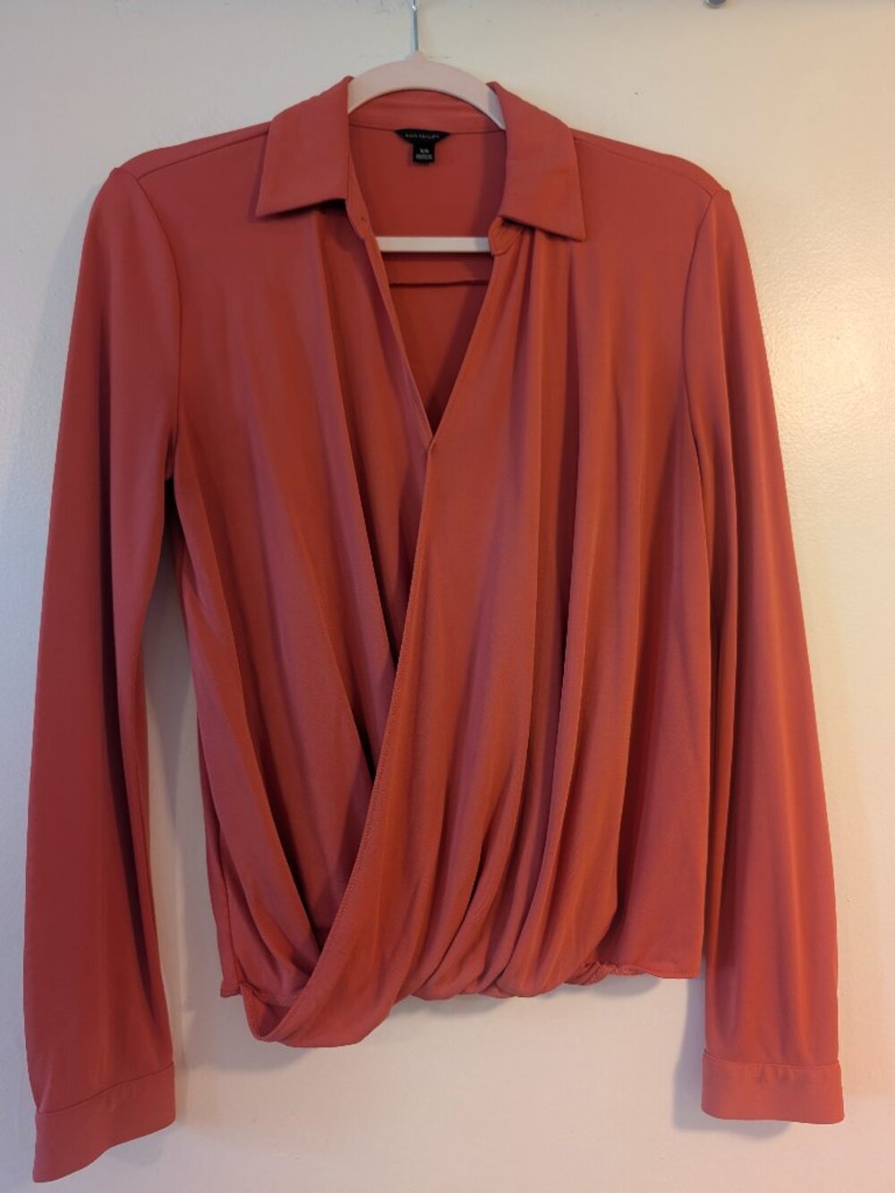 Ann Taylor coral crossover blouse